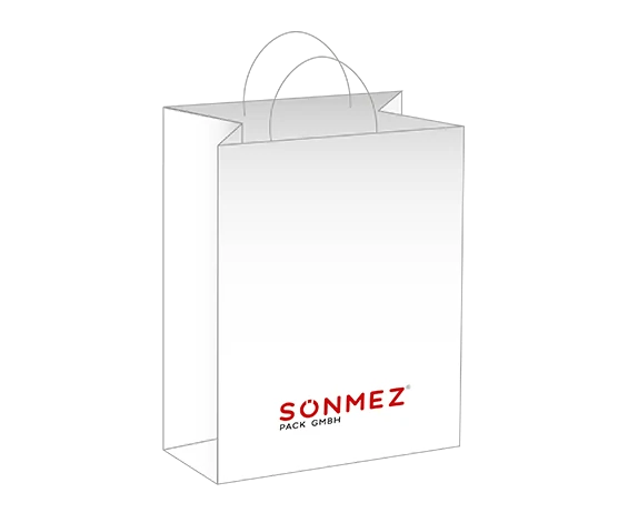 PAPER BAG WITH ROATED PAPER HANDLE